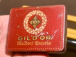antike BLECHDOSE Waldorf-Astoria GIL D'OR company zürich