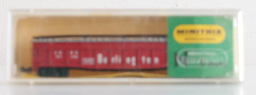 Trix Modellini di ferrovie: Minitrix US Box Car Burlington Spur N – Usato da Oberwil BL venduto da Klang 5
