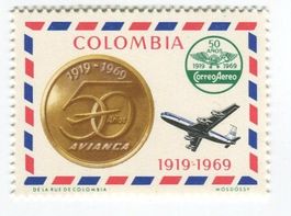 Briefmarke "Flugpost". Kolumbien