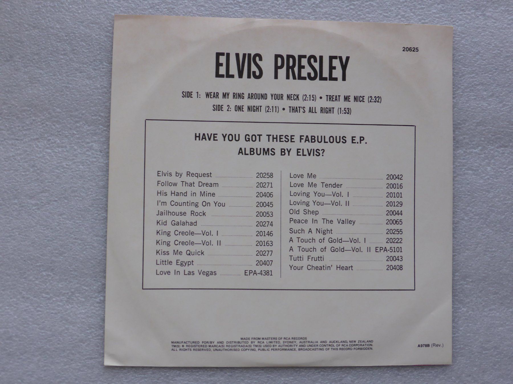Vinyles: Vinyl Single   EP   ELVIS PRESLEY – D'occasion à Küssnacht am Rigi par Mondkinder 3