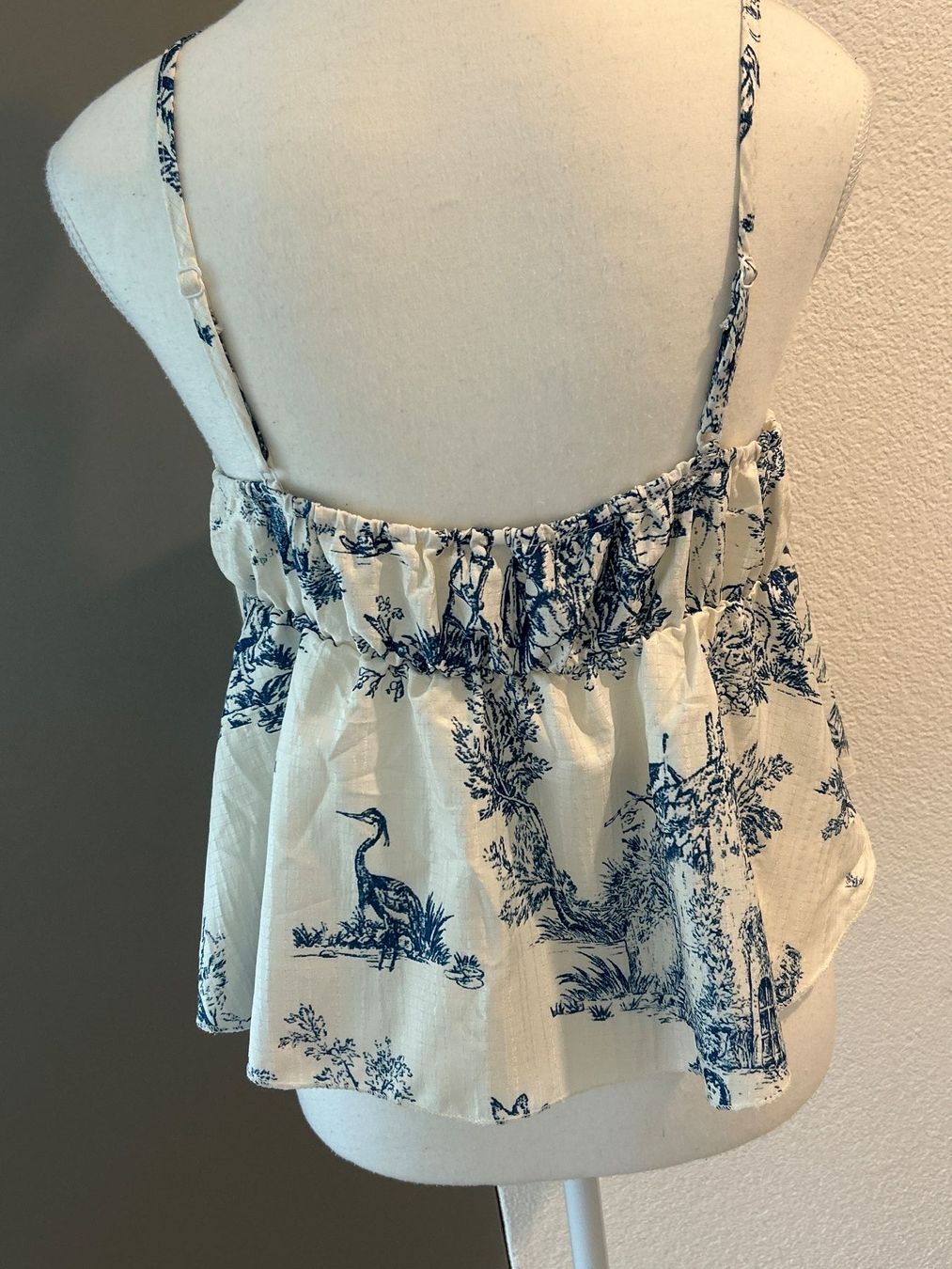 Top: Top mit Schleife ecru  und blauem Muster Gr. L – Usato da Brunnen venduto da Nala2929 5
