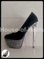Escarpins Shangweitu 35 talon 16cm plateau 5cm velours noir