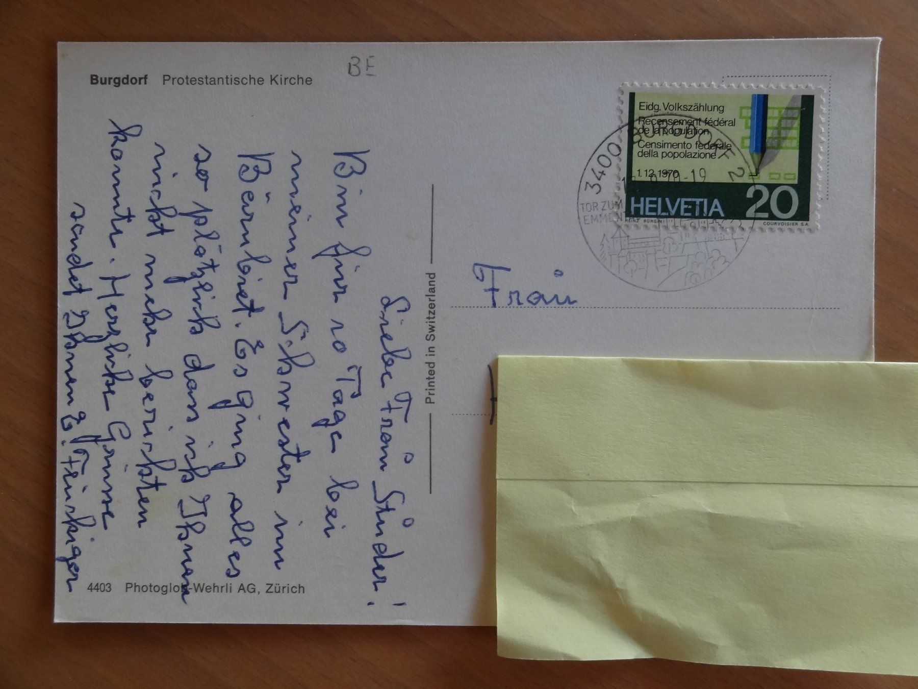 Cartoline postali: Burgdorf - Protestantische Kirche - 1970 – Usato da St Léonard venduto da Riglin 1