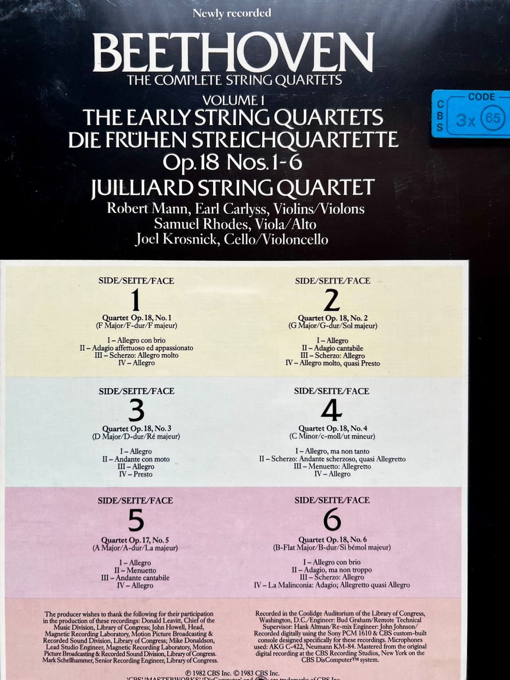 Dischi in vinile: SEALED Beethoven Juilliard String Quartet VOL.1 - 3 LP Box – Nuovo e nell'imballaggio originale da Unterseen venduto da vinylmore 1