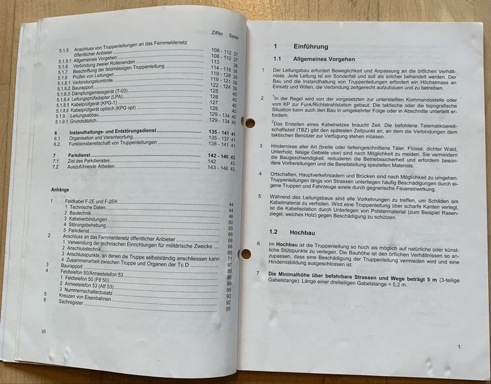 Reglement 58.390d Der Bau von Truppenleitungen 5