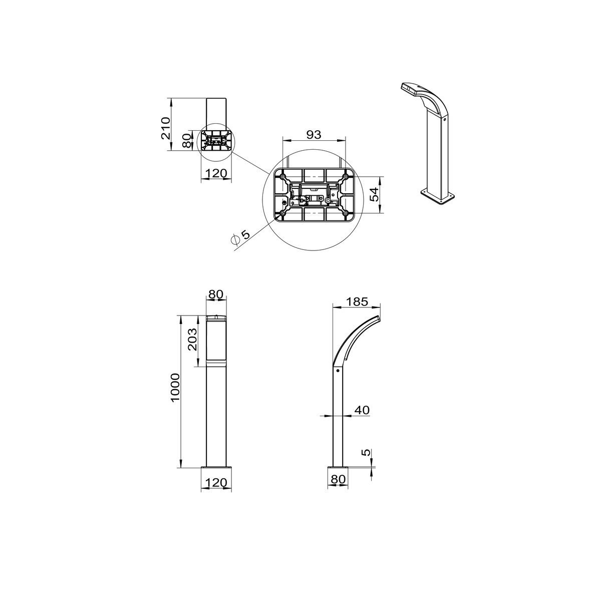 Lampade: LED Aussen Stehleuchte, IP44, 60 cm – Nuovo (secondo la descrizione) da Kreuzlingen venduto da Smart-Light 1