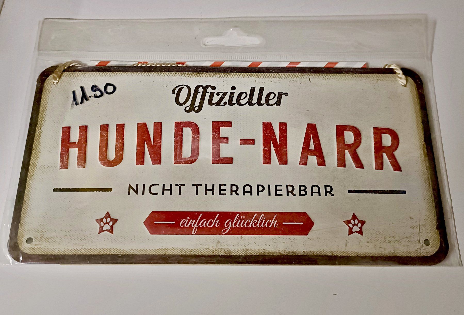 Insegne: Blech Schild "Offizieller Hunde-Narr...." NEU – Nuovo e nell'imballaggio originale da Sitterdorf venduto da imsis