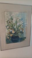 Blumen Aquarell im Rahmen, Frühling, Top Zustand!