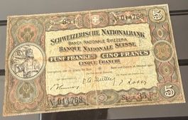 Billet Suisse 5 Francs 1947 . Série 35 F. No 014768