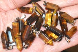 Anhänger Set Q-84 – 20 Stück Hexagon Tigerauge 10x22x10mm