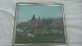 Bild Naive Malerei Landschaft signiert und datiert 1976