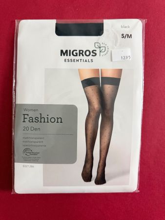 MIGROS Essentials, Halterlose Strümpfe Tupfen, Grösse S/M