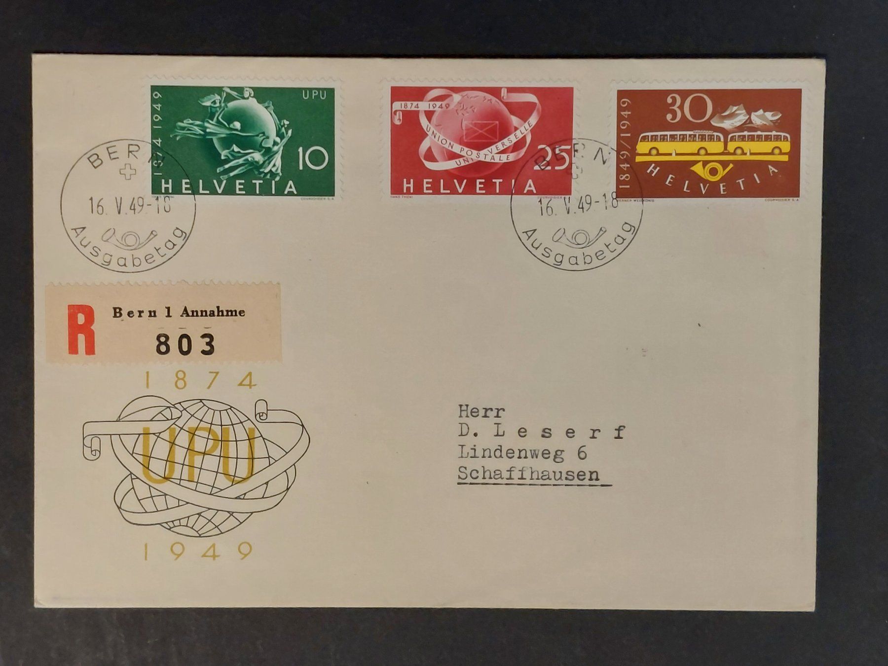Tutti i francobolli: FDC 1949 deutsch, echt gelaufen – Usato da Obfelden venduto da Funke2