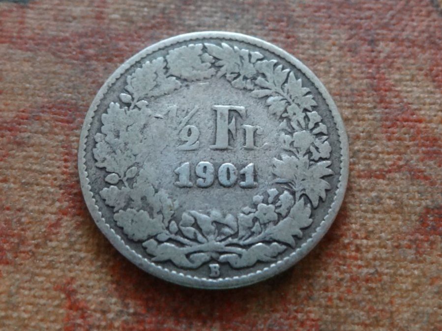 Tutti le monete: 1/2 Fr. 1901  (B) – Usato da Romanel-sur-Lausanne venduto da Swift13