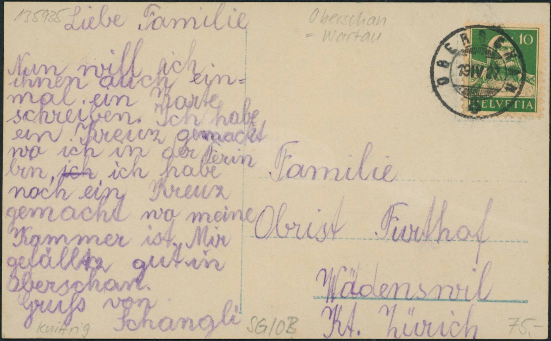 Cartoline postali: SG Oberschan - Wartau – Usato da Schindellegi venduto da leecollect 1
