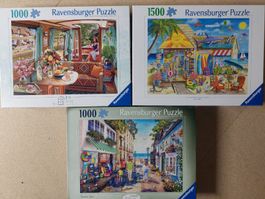 3 Ravensburger Puzzles je 1000 Teile