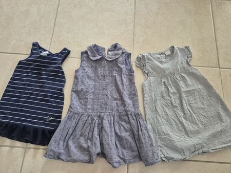 3 Kleider, Gr. 98, Smile, Mamas&Papas, blau, gestreift