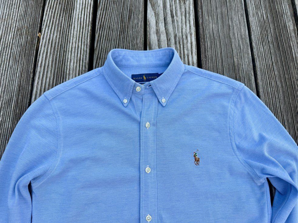 Ralph Lauren Camicie: Ralph Lauren Hemd S Oxford Knit Hellblau – Usato da Männedorf venduto da LTMCS