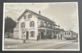 Fotokarte Oberwil Bahnhof mit Zug 