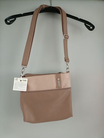 Umhängetasche ZWEI Kunstleder beige neu mit Etikett