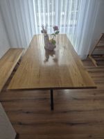 Esstisch Massivholz Eiche Metallgestell X-Fuss 180x80cm