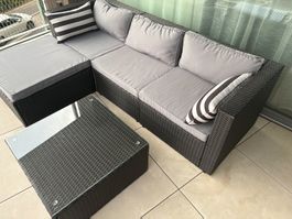 Rattanlounge schwarz