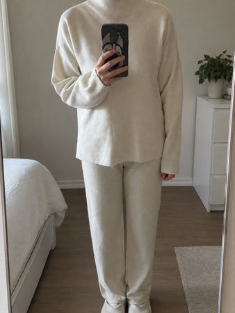 Loungewear Set Wolle Yak Mischung Creme Neuwertig