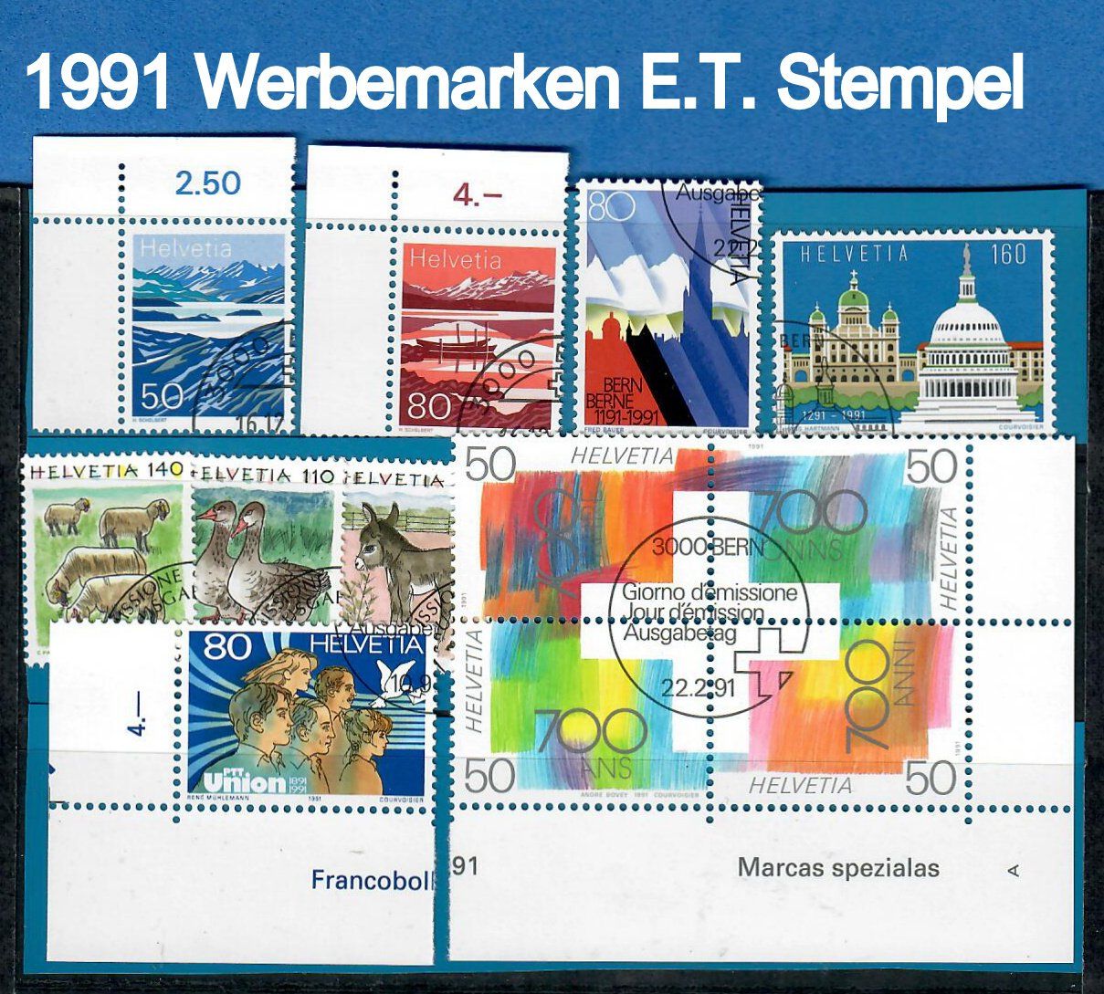 Tutti i francobolli: 1991 Werbemarken mit Ersttagsstempel – Usato da Bützberg venduto da Die.6.a
