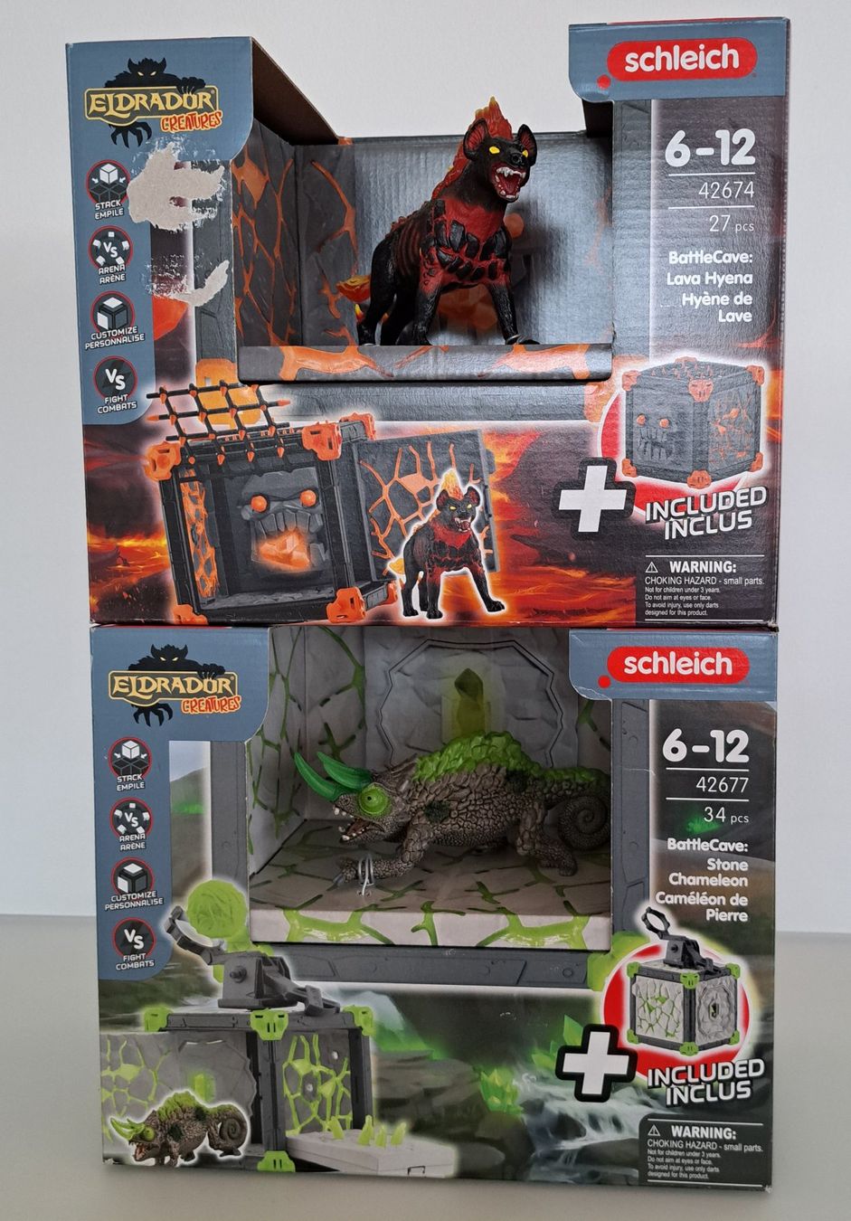 Schleich Giocattoli: Schleich 42674 Eldrador: Lavahyäne + 42677 Steinchamäleon, – Nuovo e nell'imballaggio originale da Langendorf venduto da thesi246