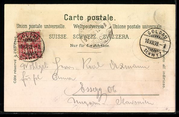 Cartoline postali: Litho Arth Goldau, Bahnhof, Hotel Steine – Usato da Berlin venduto da bartko-reher 1