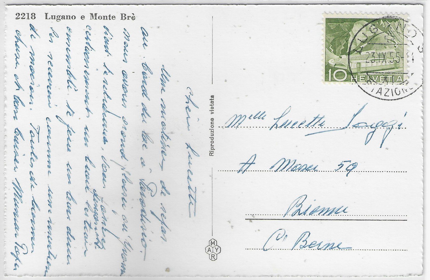 Cartoline postali: Lugano e Monte Bré - Photo: Mayr – Usato da Ettingen venduto da Kartenplanet 1