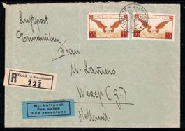 1936 Flugpost Einschreibe Brief nach Holland
