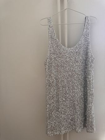 Mikuta, Paillettenkleid, silber, Gr. S, edel, neuwertig