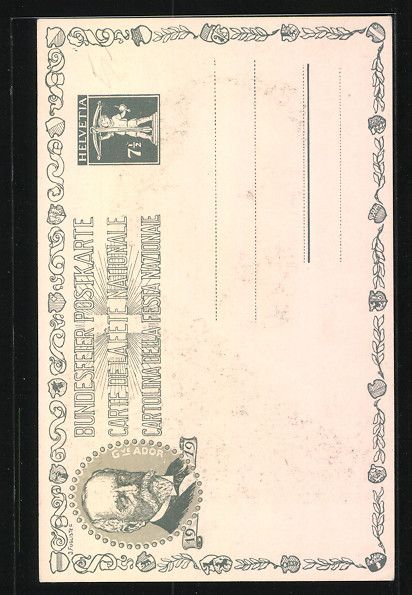 Cartoline postali: Schweizer Bundesfeier 1919, Gottfried Ke – Usato da Berlin venduto da bartko-reher 1