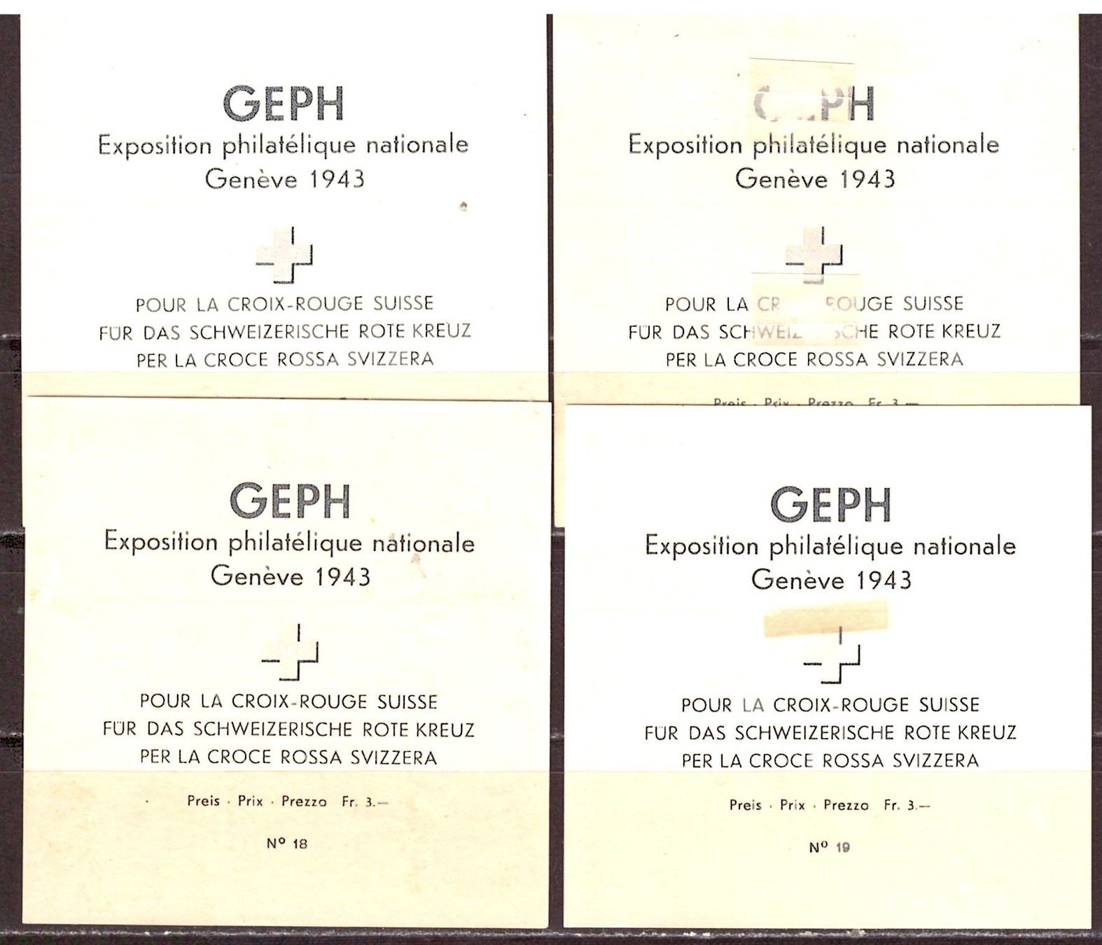 Alle Briefmarken: 4 x GENFER BLOCKS UNGEBRAUCHT* – Neu (gemäss Beschreibung) aus Dübendorf von Piero2 1