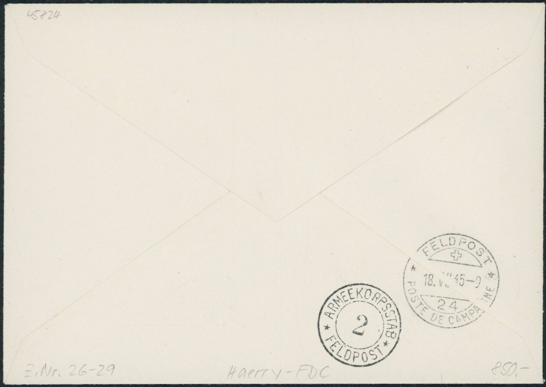 Alle Briefmarken: 1945 - Pro Patria - Ersttagsbrief FDC ET - Haerry – Gebraucht aus Schindellegi von leecollect 1