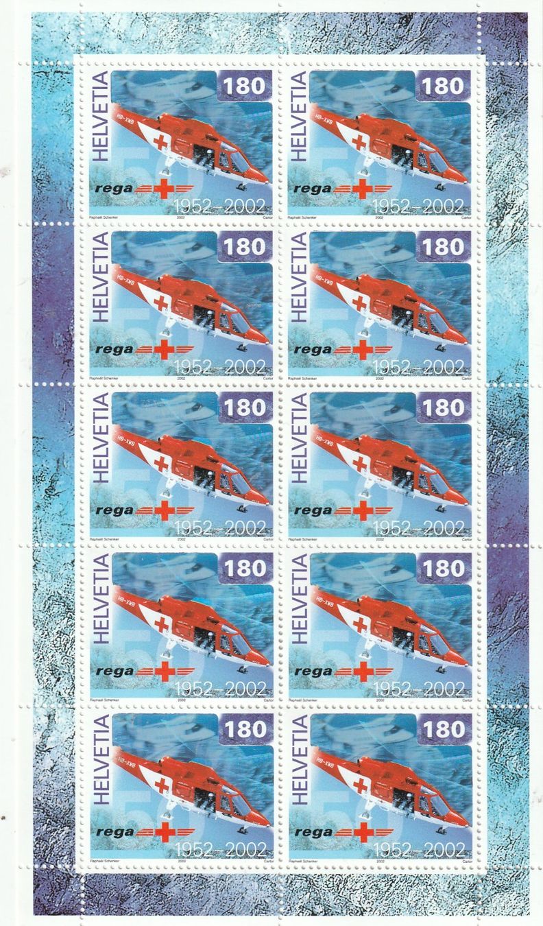 Tutti i francobolli: Sondermarke  50 Jahr Rega Kleinbogen Postfrisch** – Usato da Rupperswil venduto da Ema10