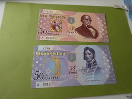 USA State Dollars, private Ausgaben 2 alte Geldscheine