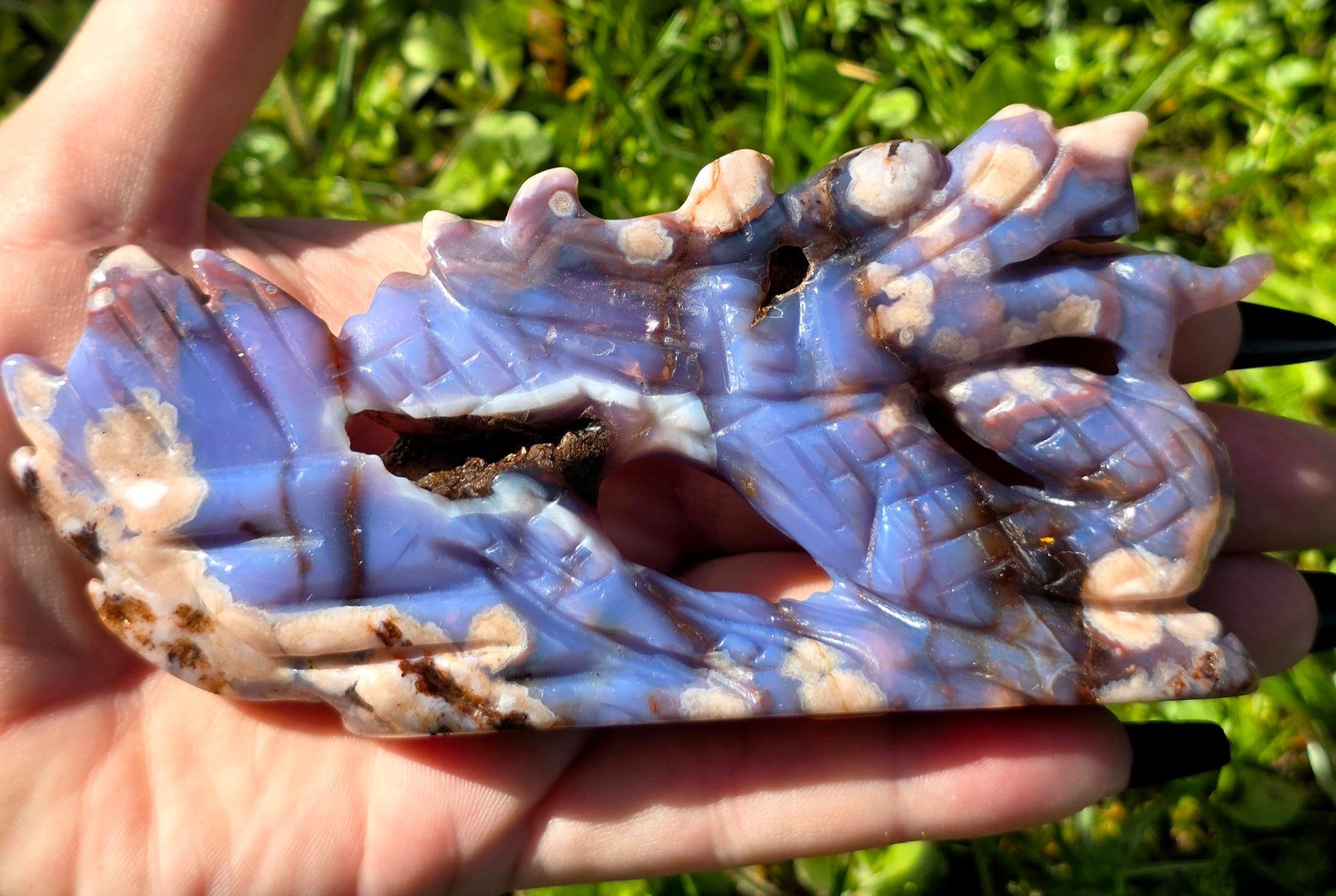 Minerali & Pietre curative: HQ Blauer Blumenachat Drache D 155g – Nuovo e nell'imballaggio originale da Matzingen venduto da Shay_Crystalz 1