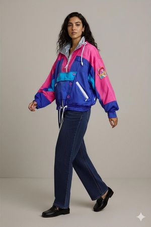 Vintage F.Holz Switzerland Colorblock Windbreaker Jacke -