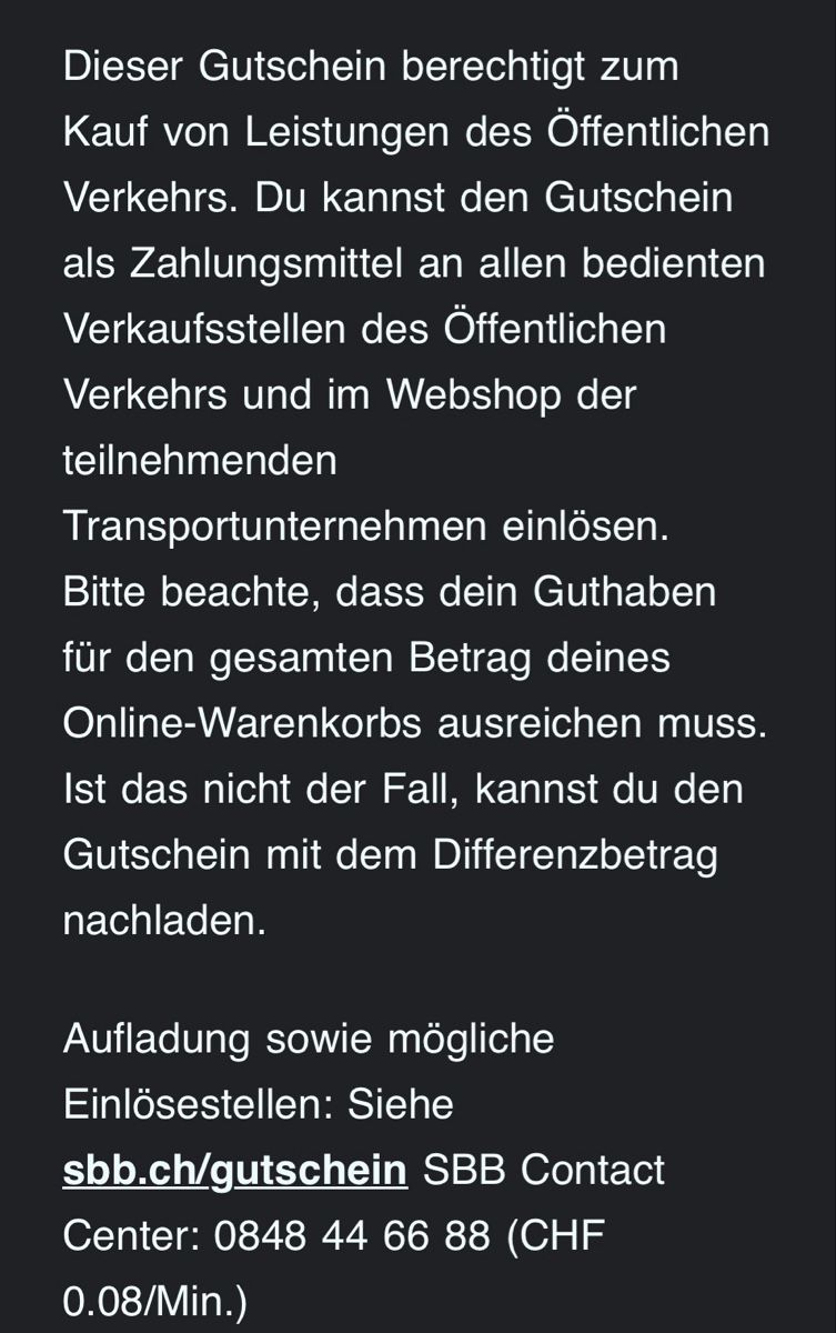 SBB/CFF/FFS Buoni: SBB GA Night Gutschein  – Nuovo e nell'imballaggio originale da Eschenz venduto da Fjolla-K 2