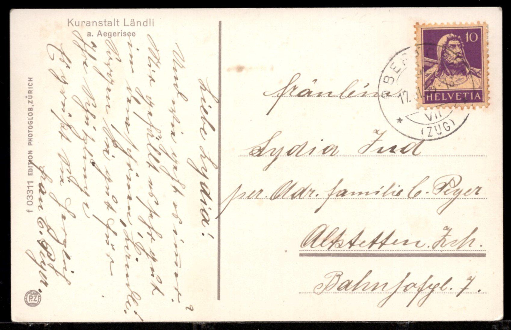 Cartoline postali: Oberägeri  Kuranstalt   Ländli,  1933 – Usato da Aarau venduto da kufi44 1