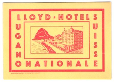 Altre raccolte & rarità: Kofferaufkleber Lugano, Das Lloyd-Hotel  – Usato da Berlin venduto da bartko-reher