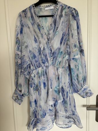 Robe courte IRO motif bleu et blanc 