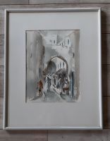 Schönes Aquarell  -  signiert  -  Nordafrika  -  Souk