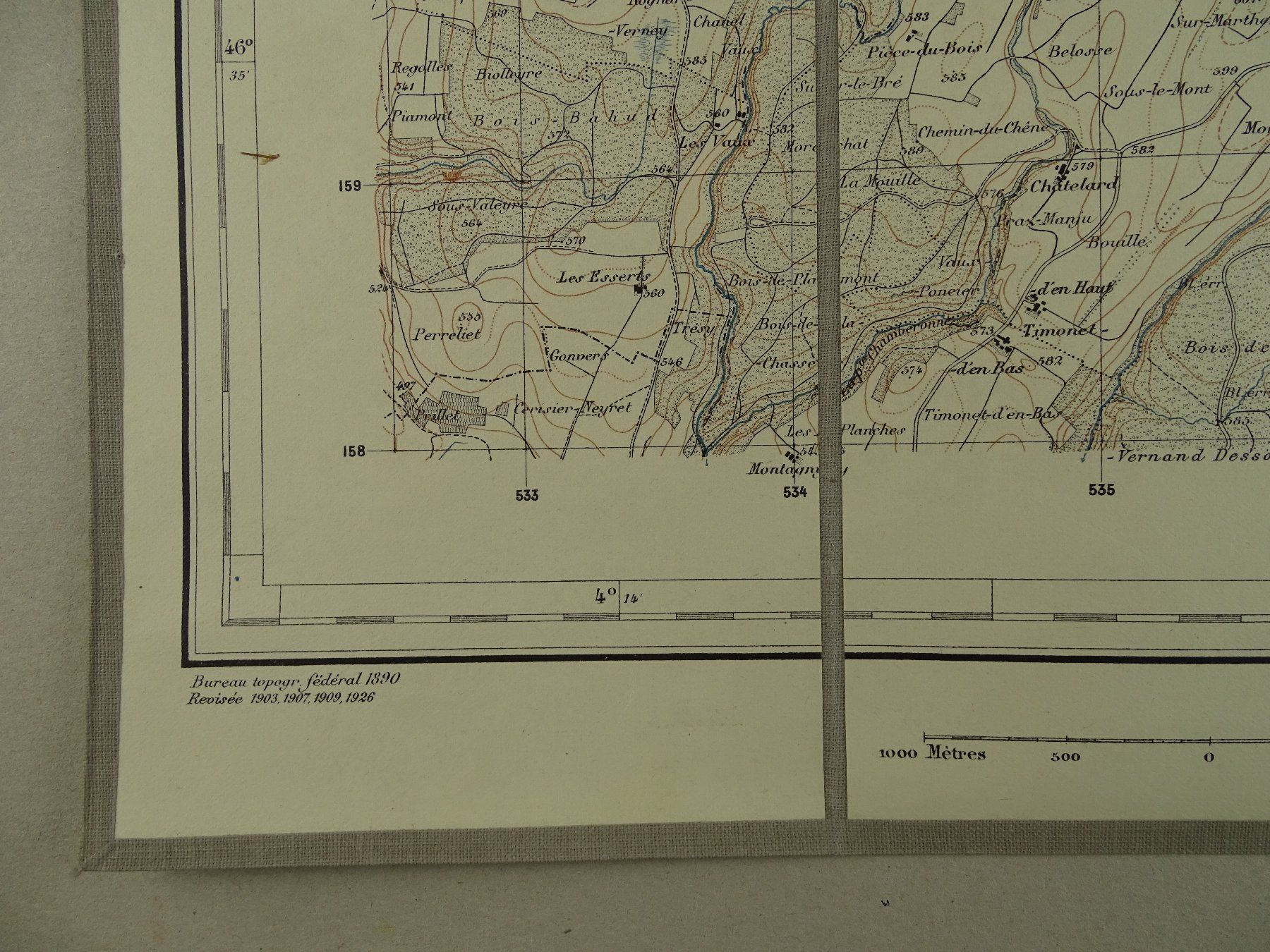 Cartine & Atlanti: CHESEAUX, BOTTENS, BOURNENS, MALAPALUD, MORRENS, 1931 – Usato da Grüningen venduto da Kartensammler 4
