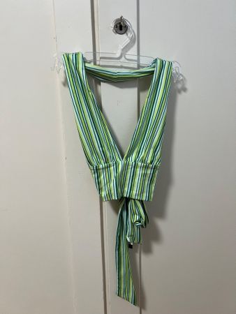 Top donna a righe verde con laccetti taglia M nuovo