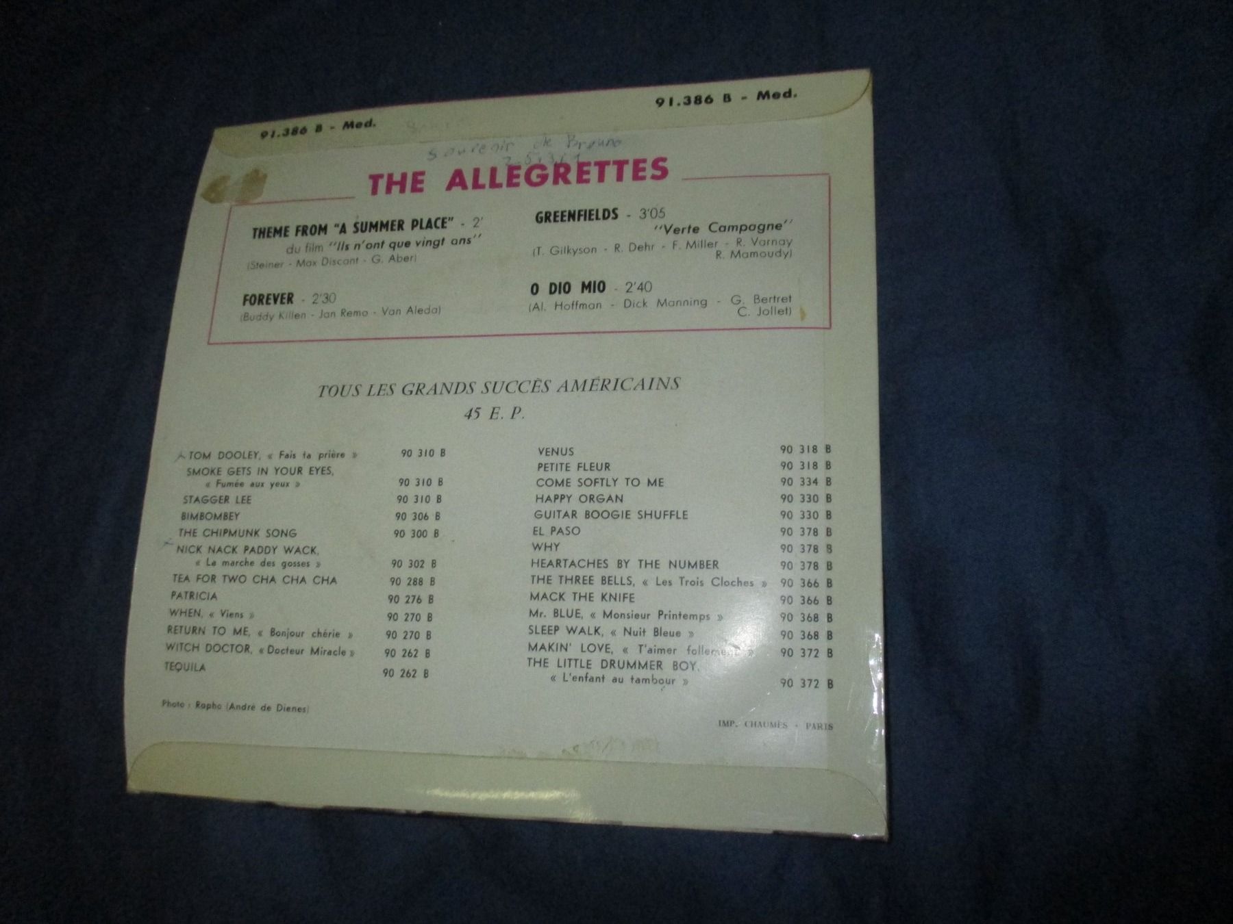 Schallplatten: The Allegrettes EP Theme From ''A Summer Place'' – Gebraucht aus Colombier NE von Nevenma 1