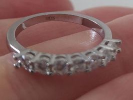 Ring 925 Silber mit Moissanit Diamant-Ersatz, Gr. 54.5 (Neu)