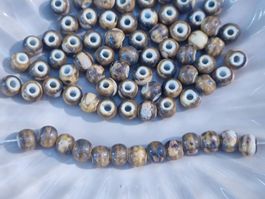 50 Stk Vintage Keramik Perlen mokkabraun 8mm  Schmuck DIY🩵